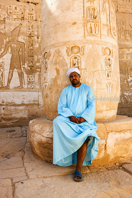 埃及，卢克索，Medinet Habu的埃及神庙守卫